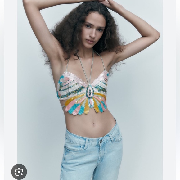 Zara Butterfly Sequin Top - Picture 3 of 5